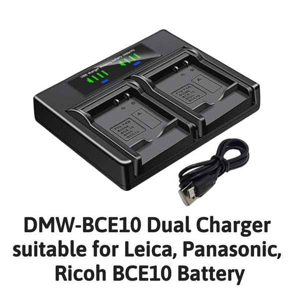 Hridz Dmw Bce10 Dual Battery Charger For Leica Panasonic Ricoh S008e Cga Chargers & Cradles