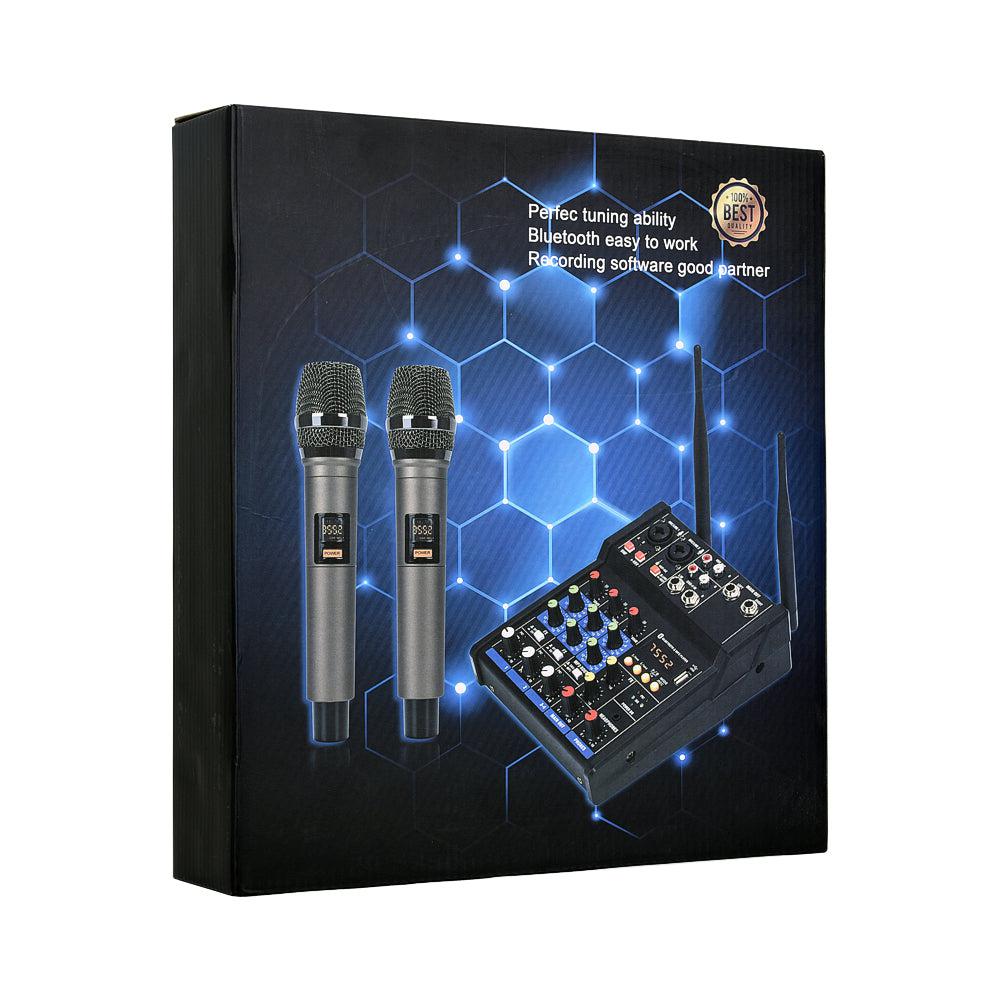 Hridz Emc G04 Audio Mixer With Uhf Wireless Microphone For Dj Karaoke Pc Record Karaoke Microphones