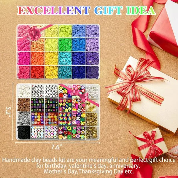 Thelicraft 7860Pcs 28 Colors 6Mm Flat Round Ceramics Polymer Clay Bead Alphabet Beads Jewelry Making Kit Modelling Clay