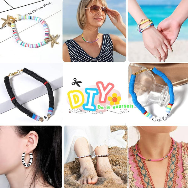 Modelling Clay Thelicraft 7860Pcs 28 Colors 6Mm Flat Round Ceramics Polymer Clay Bead Alphabet Beads Jewelry Making Kit