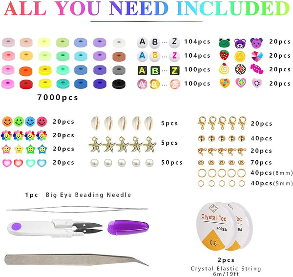 Thelicraft 7860Pcs 28 Colors 6Mm Flat Round Ceramics Polymer Clay Bead Alphabet Beads Jewelry Making Kit Modelling Clay