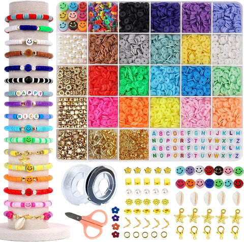 Thelicraft 20 Colours 5300Pcs Clay Heishi Beads Jewellery Making Kit Smiley Face Flat Modelling Clay