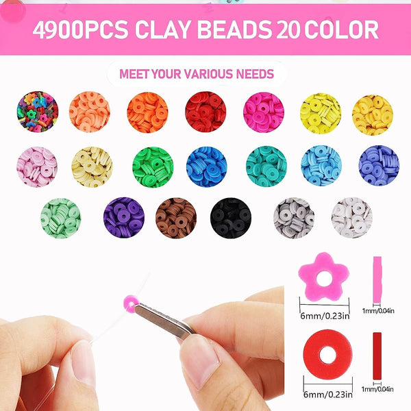Modelling Clay Thelicraft 20 Colours 5300Pcs Clay Heishi Beads Jewellery Making Kit Smiley Face Flat
