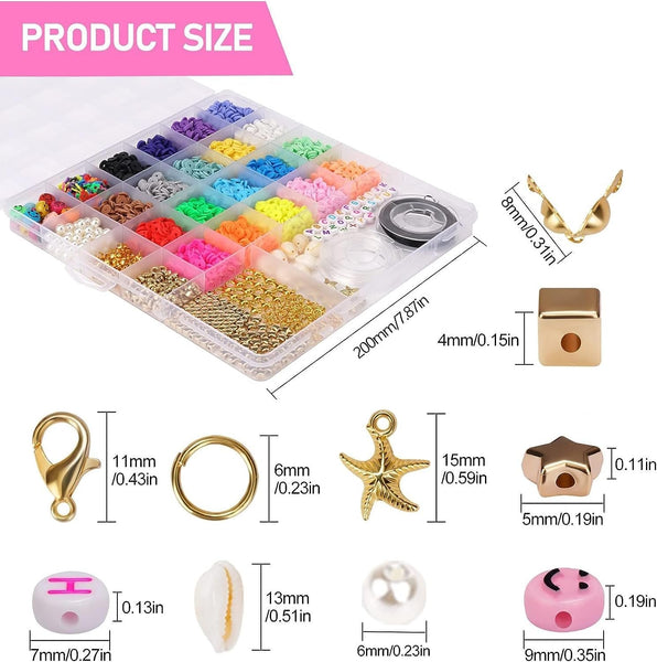 Modelling Clay Thelicraft 20 Colours 5300Pcs Clay Heishi Beads Jewellery Making Kit Smiley Face Flat