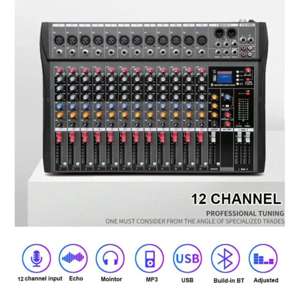 Hridz 12 Channel Mixing Console Live Studio Audio Dj Mixer Sound Board Usb Interface Other Pro Audio