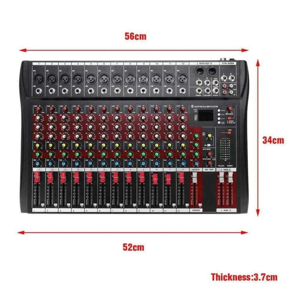 Hridz 12 Channel Mixing Console Live Studio Audio Dj Mixer Sound Board Usb Interface Other Pro Audio
