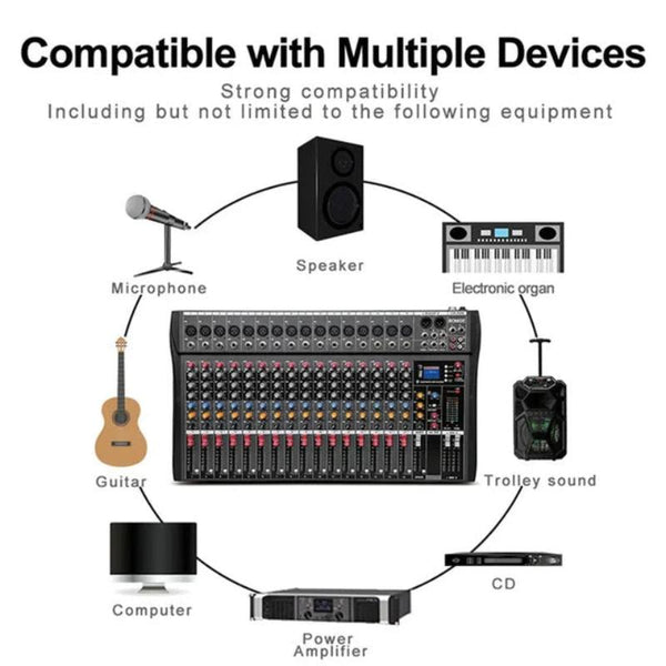 Hridz 16 Channels Audio Sound Mixer Mixing Dj Console Usb With 48V Phantom Power Other Pro Audio