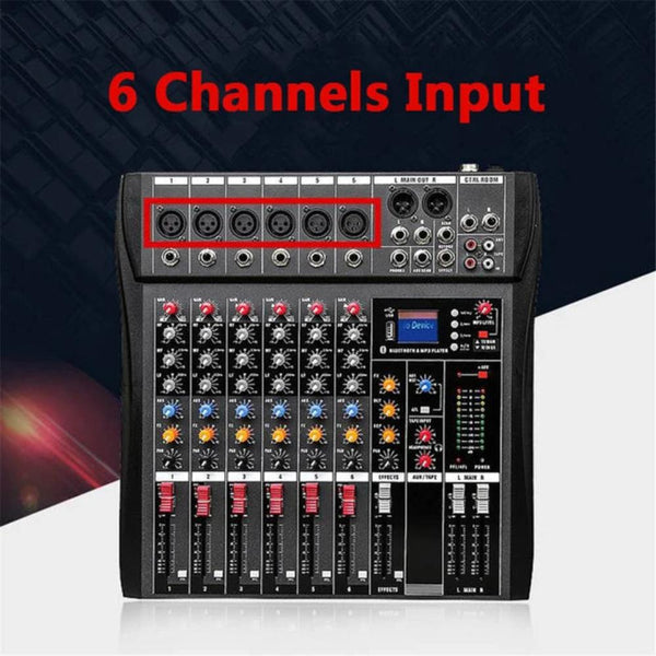 Hridz 6 Channels Bluetooth Mixer Dj Live Studio Audio Usb Console Amplifier Aux Other Pro Audio