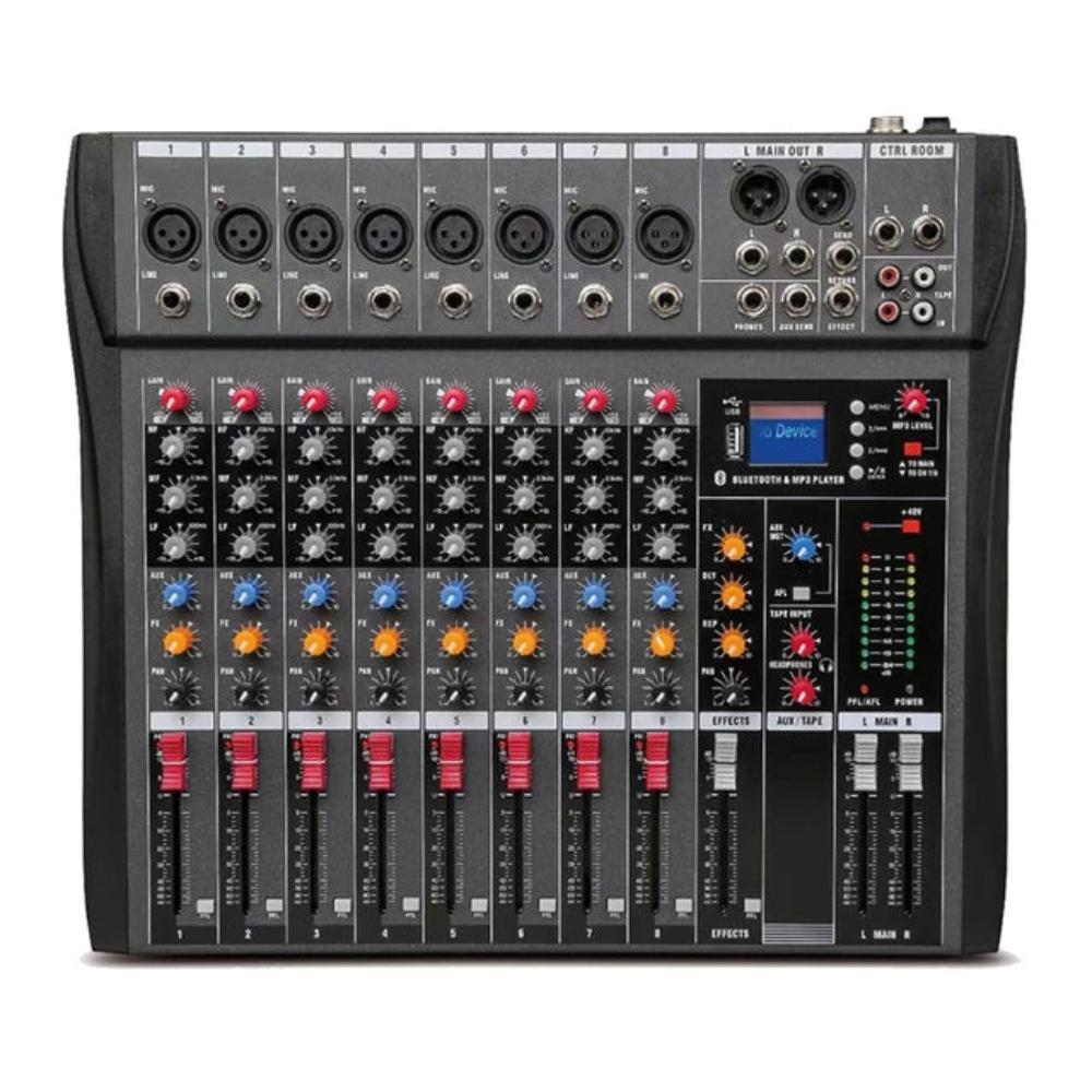 Hridz Ct 80S Professional Audio Mixer Channels Bluetooth Usb With Effects 48V Phantom Power And Built In Sound Card Mixing Dj Console Other Pro Audio