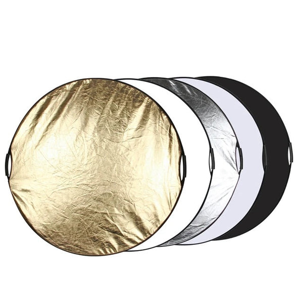 Hridz 110Cm 5In1 Portable Light Reflectors With Grip Translucent Silver Gold White And Black Studio Reflectors