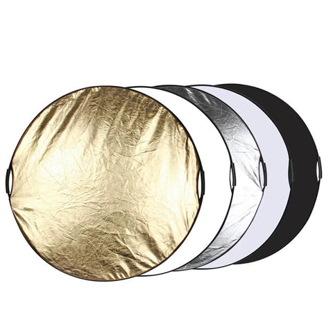 Hridz 110Cm 5In1 Portable Light Reflectors With Grip Translucent Silver Gold White And Black Studio Reflectors