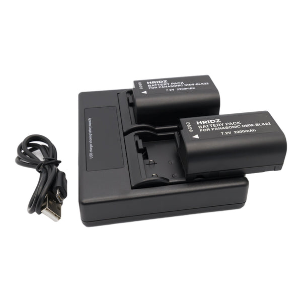 Hridz Blk22 Battery And Dual Charger Pack For Panasonic Dmw Lumix Dslr Combo Chargers & Cradles