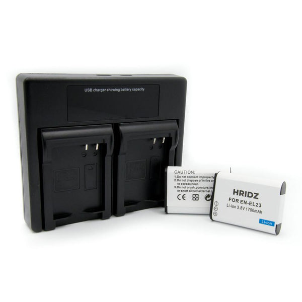 Hridz En El23 Battery & Charger Set For Nikon Coolpix B700 S810c P600 P610s Batteries