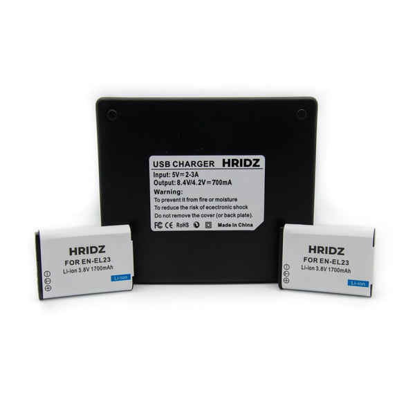 Hridz En El23 Battery & Charger Set For Nikon Coolpix B700 S810c P600 P610s Batteries