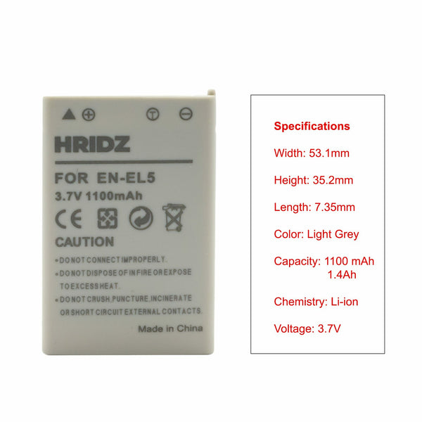 Hridz En El5 Battery For Nikon Coolpix 3700 4200 5200 5900 7900 E3700 P5000 Other Camera & Photo Accs