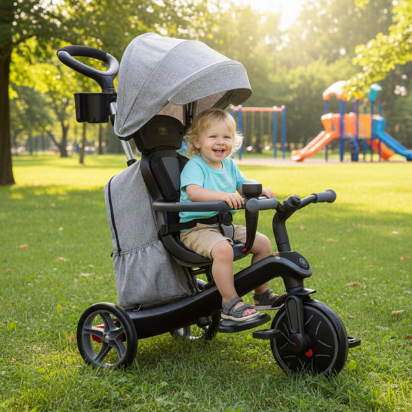 Globber Explorer Trike 4In1 Deluxe Play Black/Grey Kids Ride On Toys