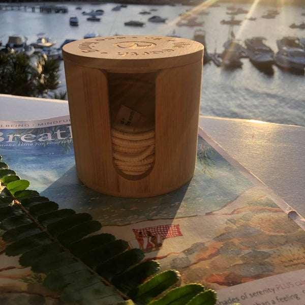 Bamboo Case For Facial Rounds Sponges Applicators & Cotton