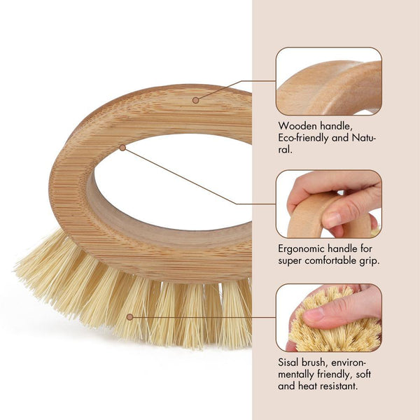 Bamboo Veggie Scrubber Brush Cleaning Brushes