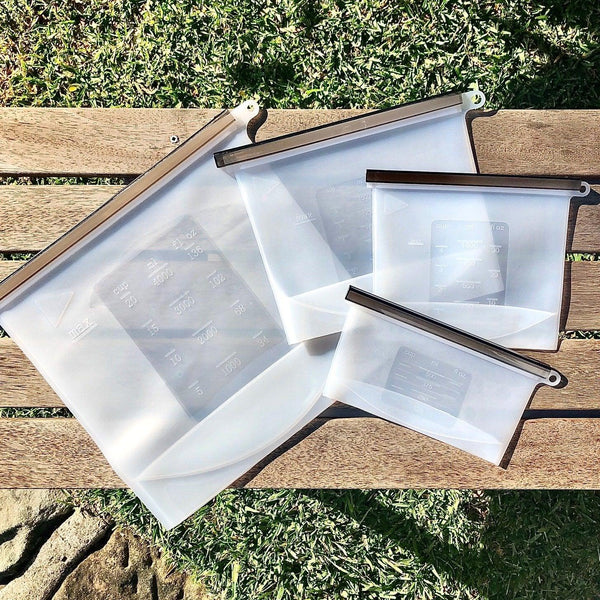 Silicone Zip Lock Food Pouch Bundle 4 Sizes Food Storage Bags
