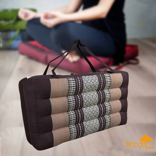 2 Fold Meditation Cushion Yoga Mat Brown Mats & Non Slip Towels