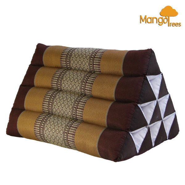 Thai Triangle Pillow Backrest Cushion Kapok Filled Brown Cushions & Decorative Pillows