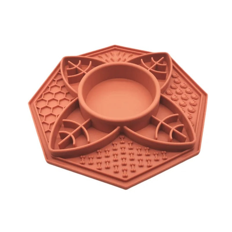 Dishes Feeders & Fountains Petsby Flower Mandala Slow Feeder Lick Mat Bowl Terracotta