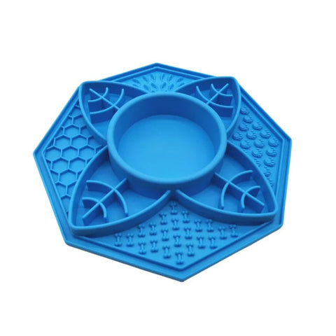 Dishes Feeders & Fountains Petsby Flower Mandala Slow Feeder Lick Mat Bowl Blue