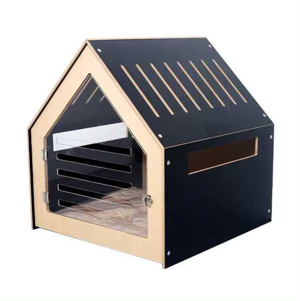 Modern Pet House Dog Crate With Acrylic Door Black Small Animal Supplies
