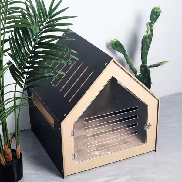 Modern Pet House Dog Crate With Acrylic Door Black Small Animal Supplies