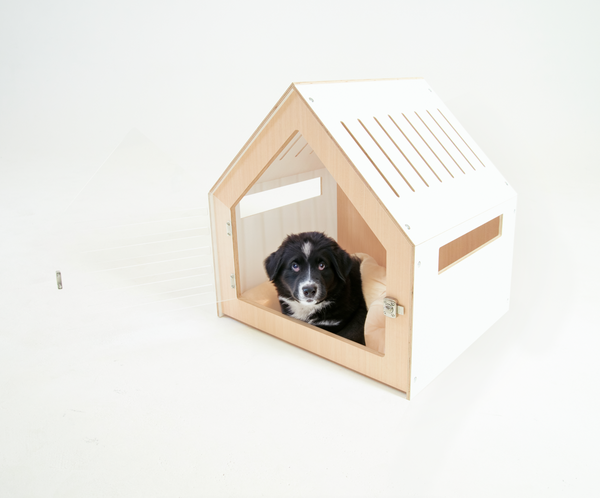 Modern Pet House Dog Crate With Acrylic Door White Small Animal Supplies