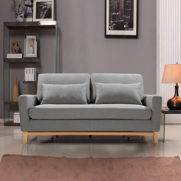 Topleo Furniture Shasa 2 Seater Pull Out Sofa Bed Grey Celadon Sofa Beds