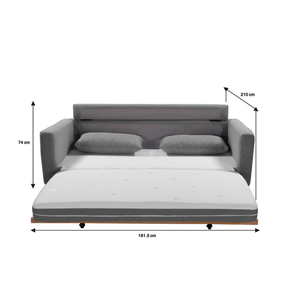 Topleo Furniture Shasa 2 Seater Pull Out Sofa Bed Grey Celadon Sofa Beds