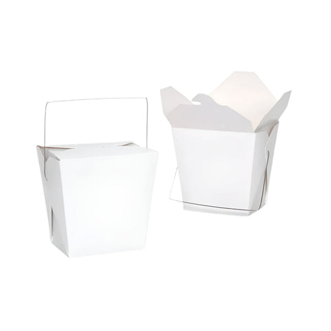 Bargene Bulk Packs 100 X 780Ml/26Oz White Noodle Box With Metal Handle Food Storage Containers