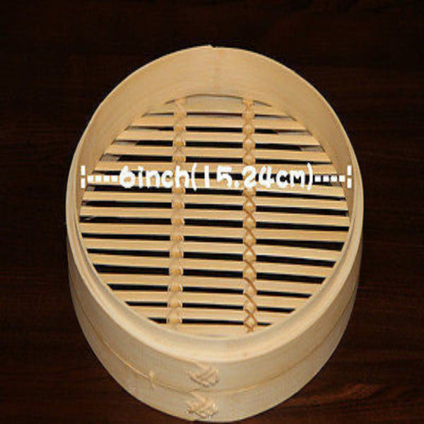 Bargene 6 Inch Bamboo Steamer Set 2 Baskets With 1 Lid Steamers