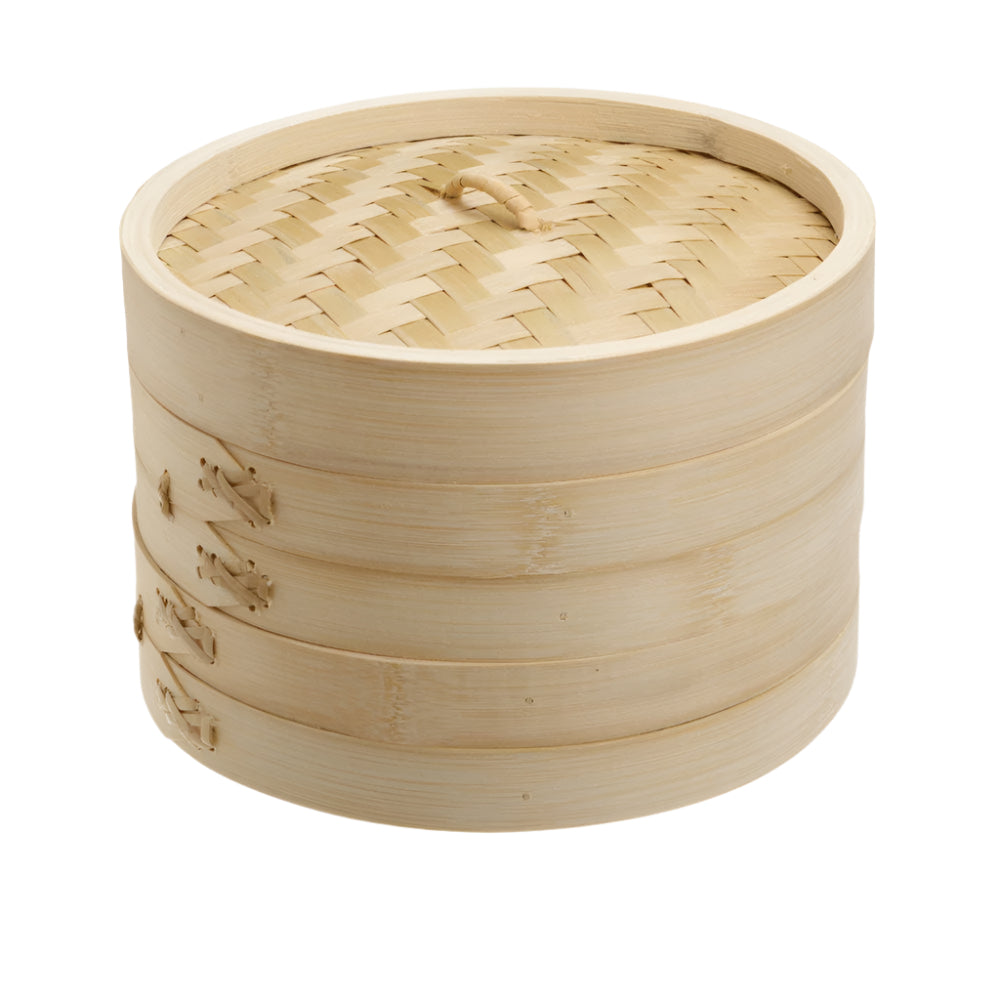 Bargene 7 Inch Bamboo Steamer Set 2 Baskets With 1 Lid Steamers