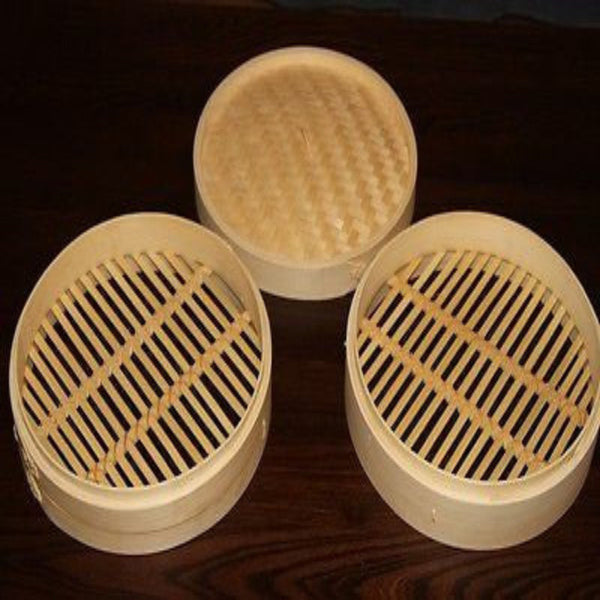 Bargene 7 Inch Bamboo Steamer Set 2 Baskets With 1 Lid Steamers