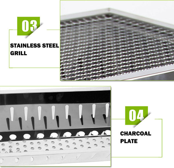 Stainless Steel Portable Outdoor Bbq Barbecue Grill Set Charcoal Kebab Picnic Camping Sets Large Barbecues Grills & Smokers