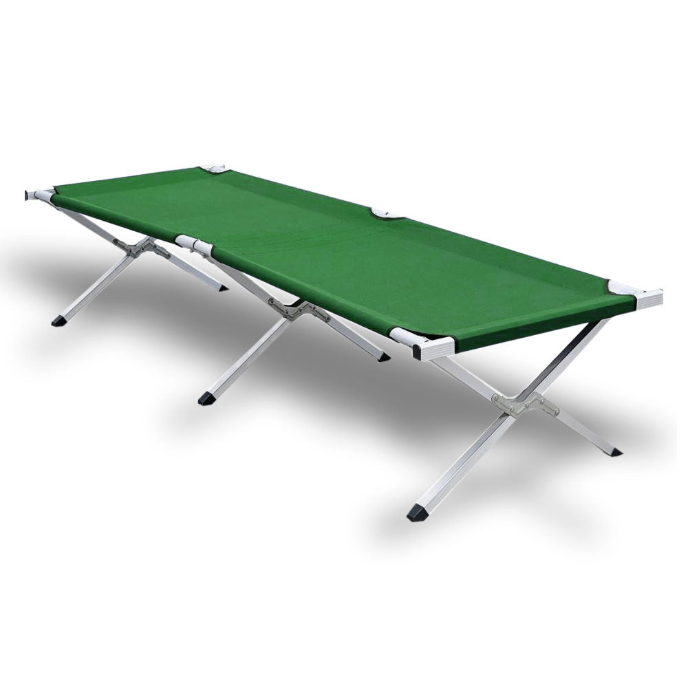 Bargene Camping Bed Folding Stretcher Light Weight W/ Carry Bag Portable Green Sleeping Mats