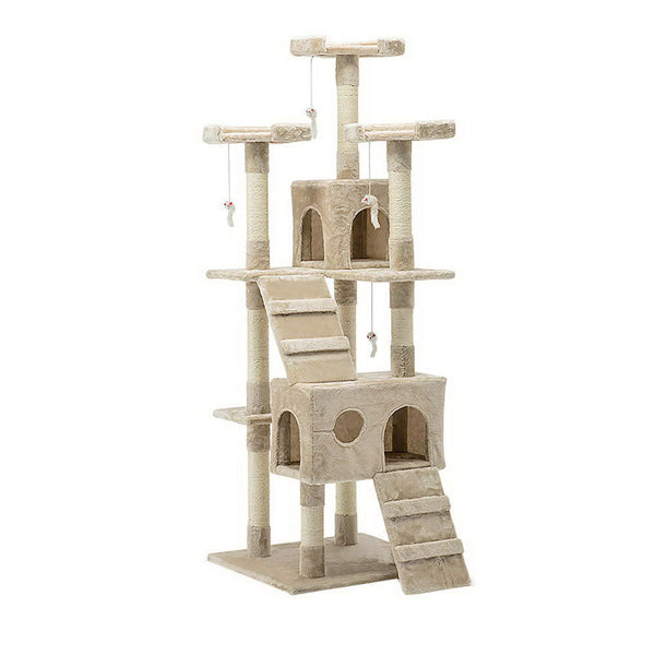 Bargene 170Cm Cat Tree Scratching Post Scratcher Pole Gym Toy House Furniture Multilevel Beige Furniture & Scratchers