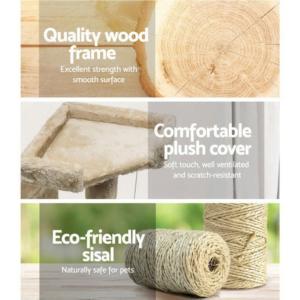 Bargene 170Cm Cat Tree Scratching Post Scratcher Pole Gym Toy House Furniture Multilevel Beige Furniture & Scratchers