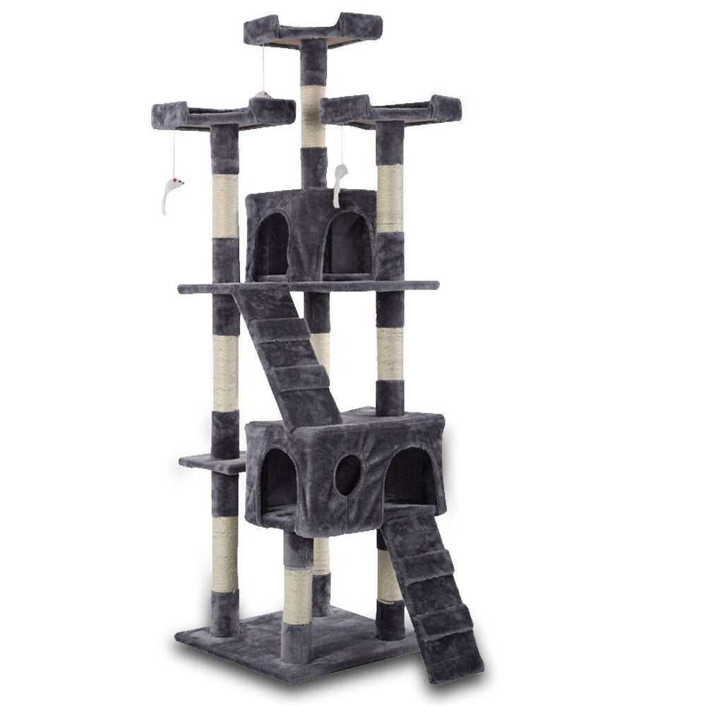 Bargene 170Cm Cat Tree Scratching Post Scratcher Pole Gym Toy House Furniture Multilevel Grey Furniture & Scratchers