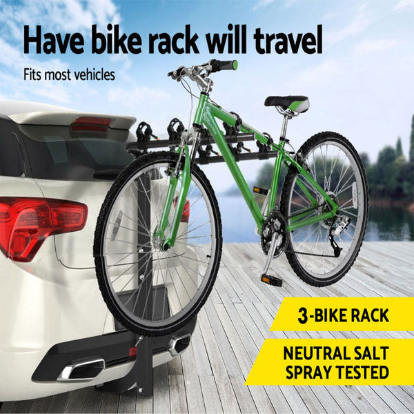 3 Bike Rack Bicycle Car Rear Carrier 2" Steel Foldable Hitch Mount Towbar Carrier & Pannier Racks