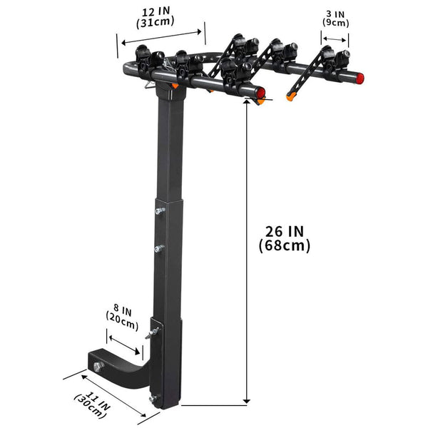 3 Bike Rack Bicycle Car Rear Carrier 2" Steel Foldable Hitch Mount Towbar Carrier & Pannier Racks