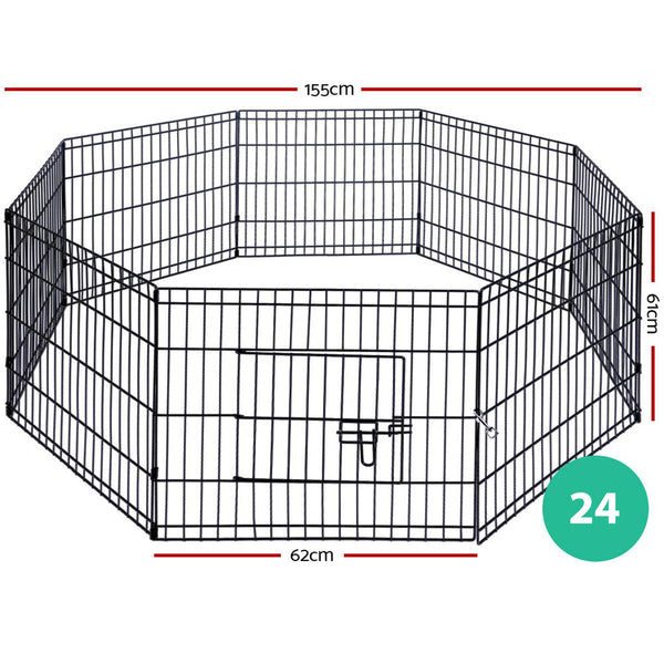 24" 8 Panel Pet Dog Playpen Puppy Exercise Cage Enclosure Fence Pen Fences & Pens