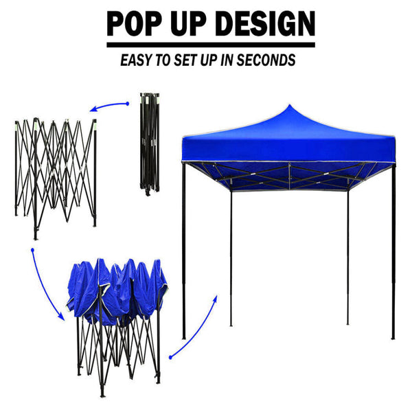 Blue Bargene 3X3m Pop Up Gazebo Outdoor Tent Folding Marquee Party Camping Market Canopy W/ Side Wall Blue Gazebos & Pergolas