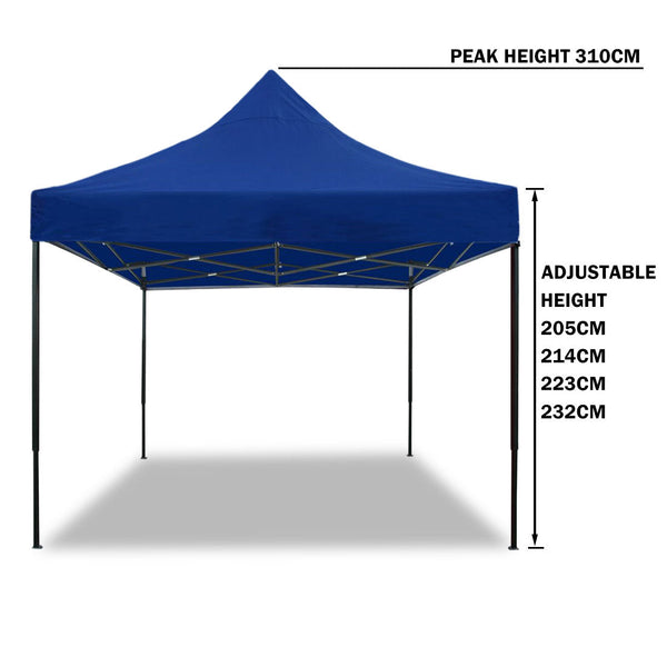 Blue Bargene 3X3m Pop Up Gazebo Outdoor Tent Folding Marquee Party Camping Market Canopy W/ Side Wall Blue Gazebos & Pergolas