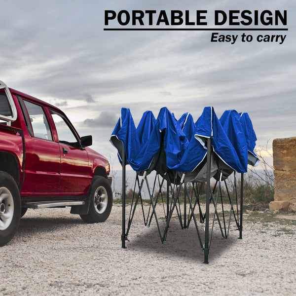 Blue Bargene 3X3m Pop Up Gazebo Outdoor Tent Folding Marquee Party Camping Market Canopy W/ Side Wall Blue Gazebos & Pergolas