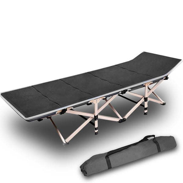 Bargene Camping Portable Stretcher Single Foldable Folding Bed Mattress Recliner Grey Mattresses