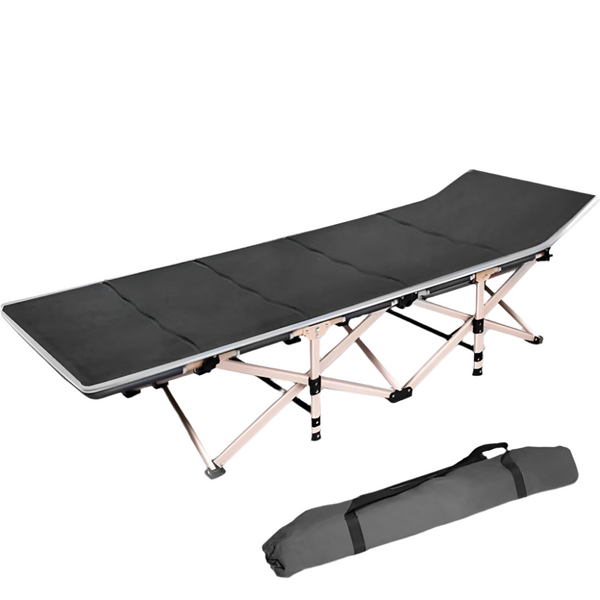 Bargene Camping Portable Stretcher Single Foldable Folding Bed Mattress Recliner Grey Mattresses