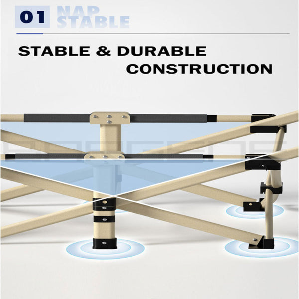 Bargene Camping Portable Stretcher Single Foldable Folding Bed Mattress Recliner Grey Mattresses